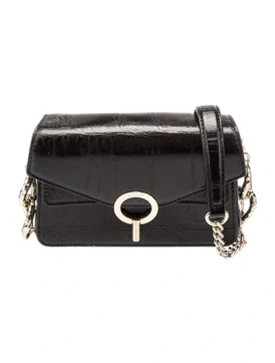 Pre-owned Sandro Embossed Leather Shoulder Bag In Black