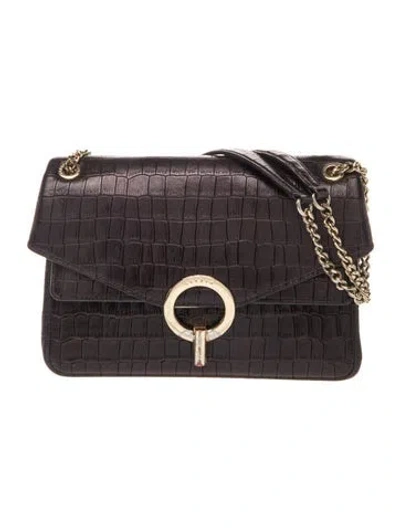 Pre-owned Sandro Embossed Leather Shoulder Bag In Black