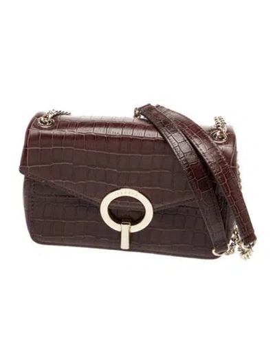 Pre-owned Sandro Embossed Leather Shoulder Bag In Brown