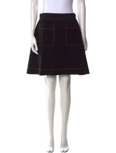 Pre-owned Sandro Embroidered Accent Knee-length Skirt W/ Tags In Black