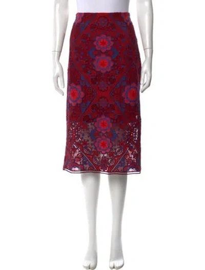 Pre-owned Sandro Embroidered Accent Midi Length Skirt In Blue