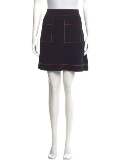 Pre-owned Sandro Embroidered Accent Mini Skirt In Black