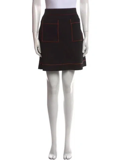 Pre-owned Sandro Embroidered Accent Mini Skirt In Black