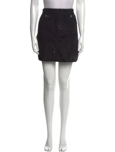 Pre-owned Sandro Embroidered Accent Mini Skirt In Black