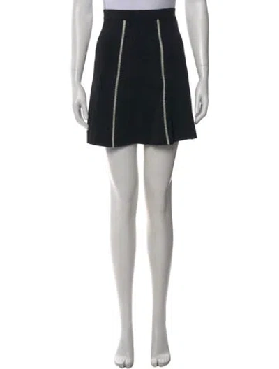 Pre-owned Sandro Embroidered Accent Mini Skirt In Black