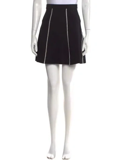 Pre-owned Sandro Embroidered Accent Mini Skirt In Black