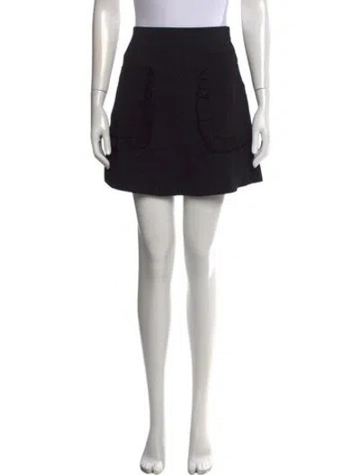 Pre-owned Sandro Embroidered Accent Mini Skirt In Black