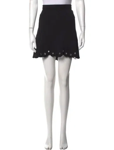 Pre-owned Sandro Embroidered Accent Mini Skirt In Black