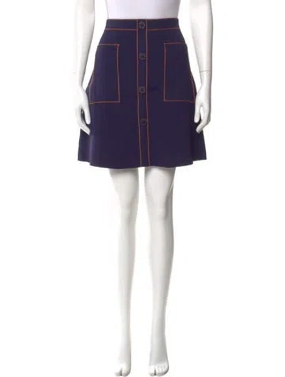 Pre-owned Sandro Embroidered Accent Mini Skirt In Blue