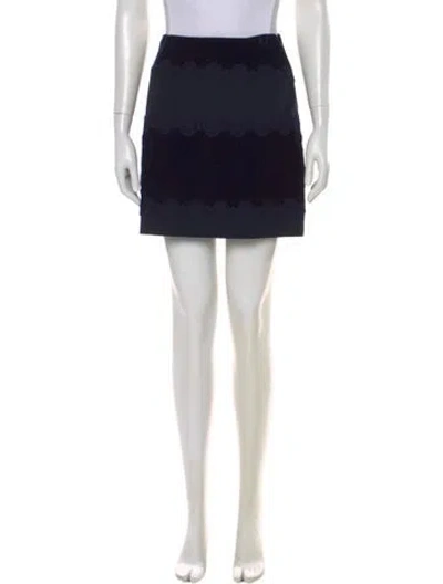 Pre-owned Sandro Embroidered Accent Mini Skirt In Blue