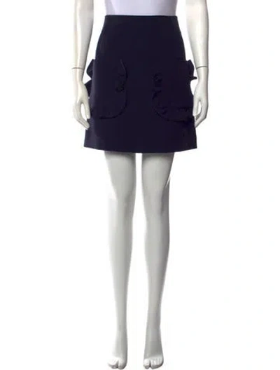 Pre-owned Sandro Embroidered Accent Mini Skirt In Blue