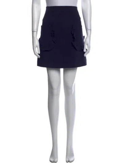 Pre-owned Sandro Embroidered Accent Mini Skirt In Blue