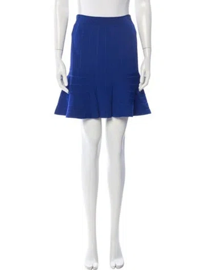 Pre-owned Sandro Embroidered Accent Mini Skirt In Blue