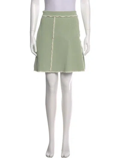 Pre-owned Sandro Embroidered Accent Mini Skirt In Green