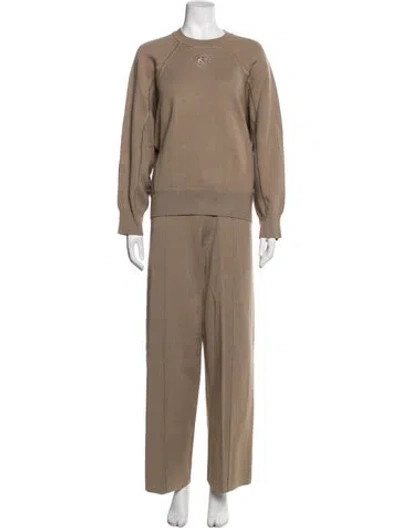 Pre-owned Sandro Embroidered Accent Pant Set In Brown