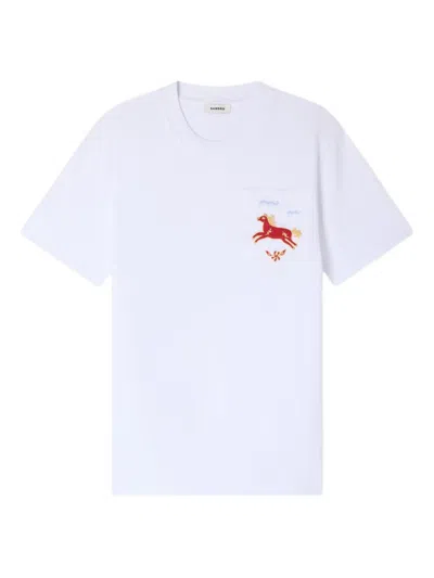 Sandro Embroidered Chest-pocket T-shirt In White
