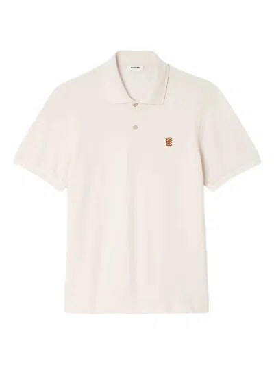 Sandro Embroidered Cotton Polo Shirt In White