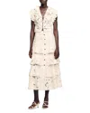 Sandro Womens Naturels Frill-trim Lace-embroidered Cotton-blend Top In Ecru