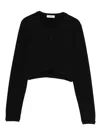 Sandro Womens Black Long-sleeve Cropped Stretch-cotton T-shirt In Black