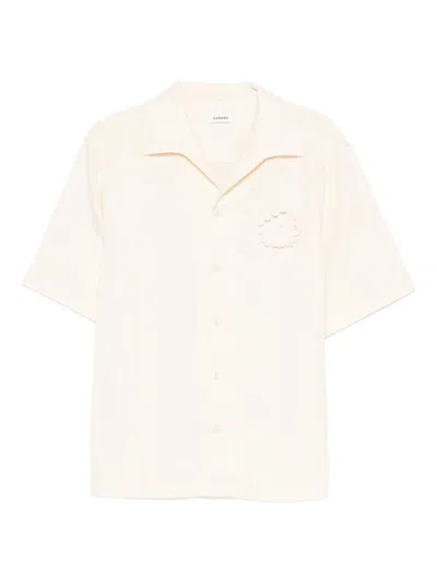Sandro Embroidered-detail Short-sleeve Shirt In Neutral