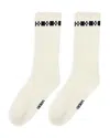 Sandro Mens Off White Embroidered-trim Ribbed Stretch-cotton Socks In White