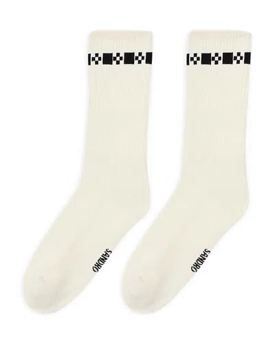 Sandro Embroidered Fine Knit Socks In White