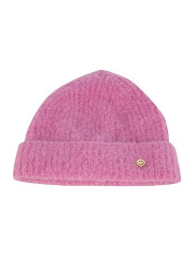 Pre-owned Sandro Embroidered Fitted Beanie In Pink