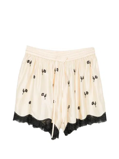 Sandro Embroidered Lace-trim Shorts In Multi