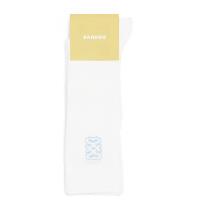 Sandro Embroidered Logo Socks In Beige