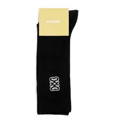 Sandro Embroidered Logo Socks In Black