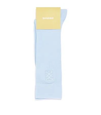 Sandro Embroidered Logo Socks In Blue