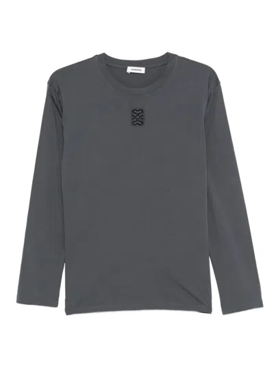 Sandro Langarmshirt Mit Stickerei In Gray