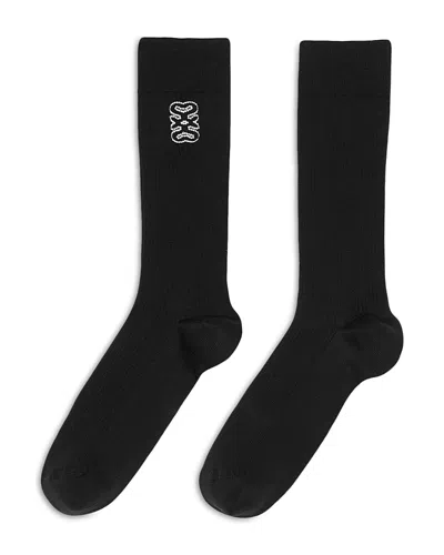 Sandro Embroidered Socks In Noir / Gris