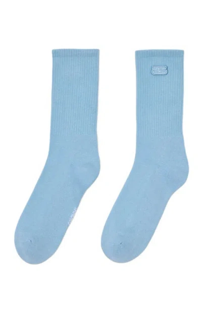 Sandro Embroidered Socks In Blue Sky