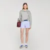 Sandro Embroidered Split Neck Sweatshirt In Gray