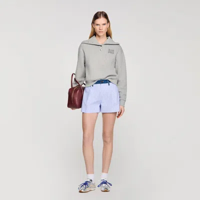 SANDRO SWEATSHIRT BRODÉ À COL VAREUSE