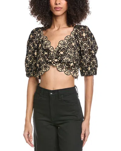 Sandro Embroidered Top In Black