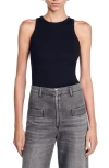 Sandro Basic Rib Cotton Tank In Black