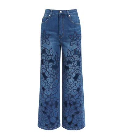 SANDRO EMBROIDERED WIDE-LEG JEANS
