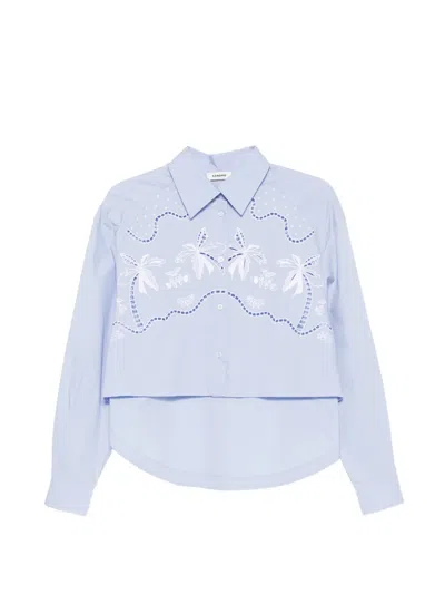 Sandro Embroidered-detail Shirt In Blue