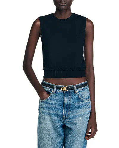 Sandro Emie Sleeveless Sweater In Black