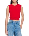 Sandro Ruffle-detail Wool-blend Vest In Red