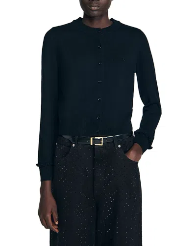 SANDRO EMILE RUFFLED CARDIGAN
