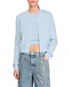 Sandro Emile Ruffled Cardigan In Blue