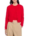Sandro Emile Ruffled Cardigan In Rouges