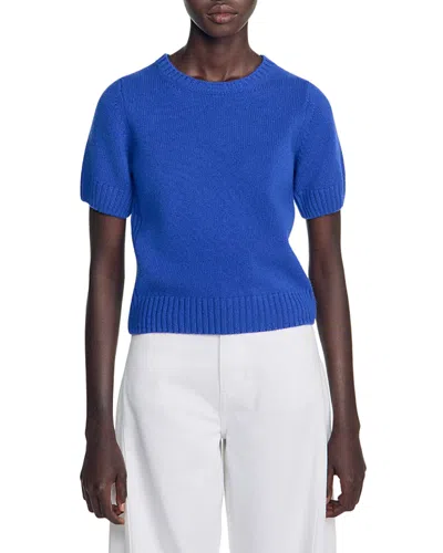 Sandro Emily Wool Crewneck Sweater In Blue