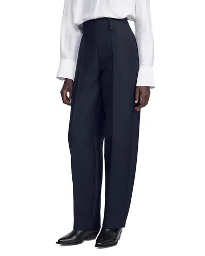 Sandro Emir High Waisted Barrel Pants In Blue
