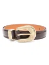 Sandro Engraved-detail Leather Belt In Red
