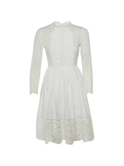 Pre-owned Sandro Enja Lace-detail Dress In White