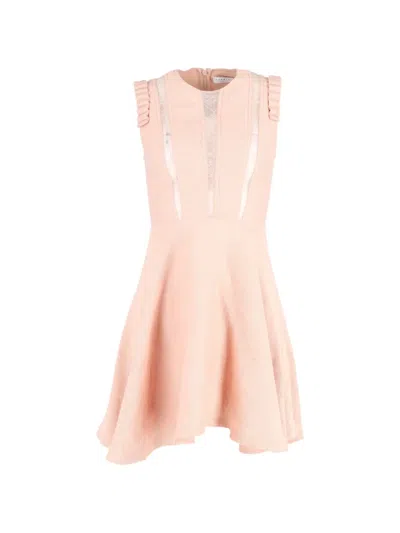 Pre-owned Sandro Enrika Lace-insert Mini Dress In Pink